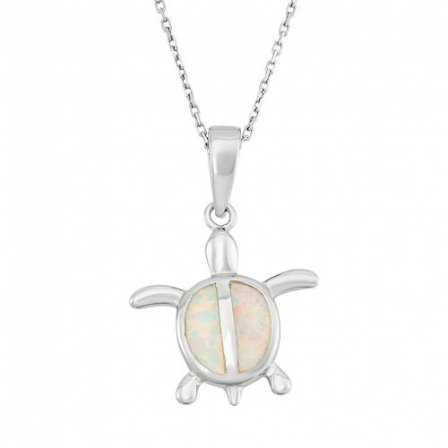 銀色 シルバー ネックレス 白色 ホワイト 【 UNBRANDED LAB-CREATED OPAL STERLING SILVER TURTLE PENDANT NECKLACE / WHITE 】 ジュエリー アクセサリー レディースジュエリー ペンダント