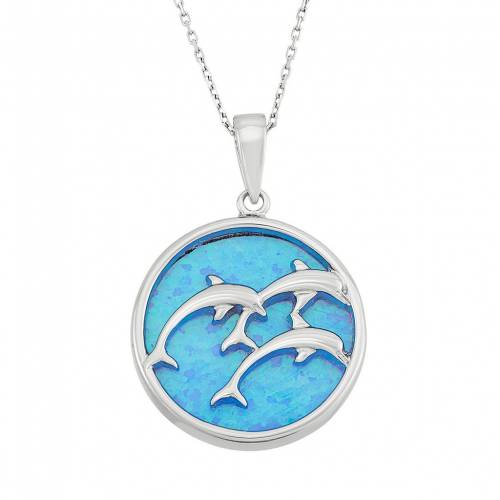 青色 ブルー 銀色 シルバー ネックレス 【 UNBRANDED LAB-CREATED BLUE OPAL STERLING SILVER TRIPLE DOLPHIN PENDANT NECKLACE / MULTI NONE 】 ジュエリー アクセサリー レディースジュエリー ペンダント