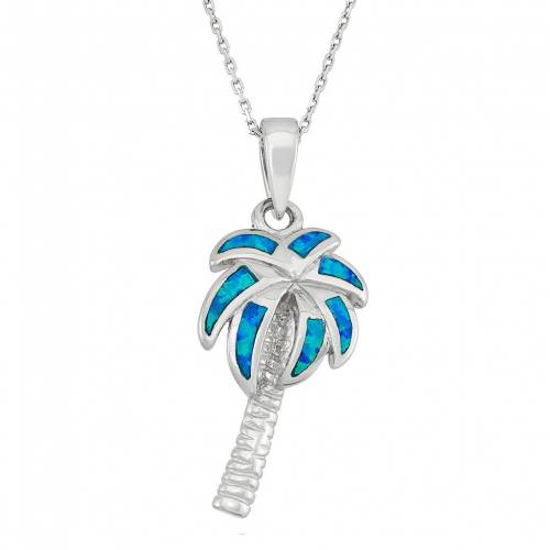青色 ブルー 銀色 シルバー ネックレス 【 UNBRANDED LAB-CREATED BLUE OPAL STERLING SILVER PALM TREE PENDANT NECKLACE / 】 ジュエリー アクセサリー レディースジュエリー ペンダント