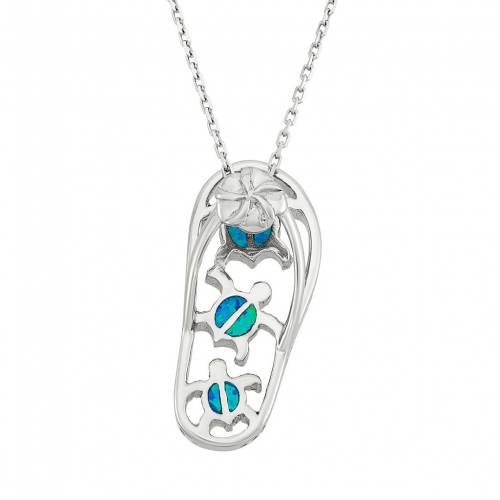 青色 ブルー 銀色 シルバー ネックレス & 【 UNBRANDED LAB-CREATED BLUE OPAL STERLING SILVER TURTLE FLIP-FLOP PENDANT NECKLACE / 】 ジュエリー アクセサリー レディースジュエリー ペンダント