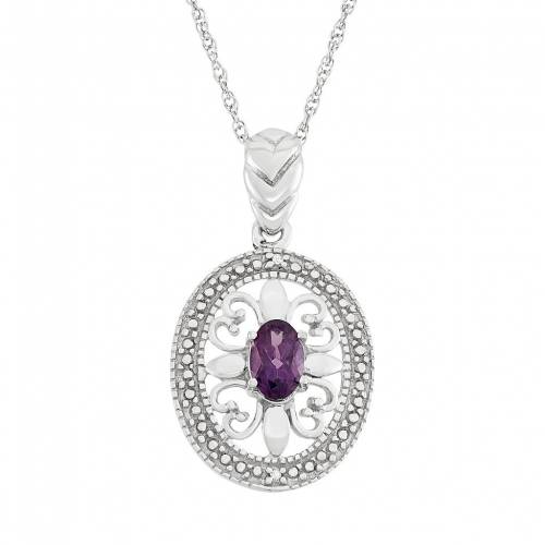 ダイヤモンド 銀色 シルバー ネックレス 紫 パープル & 【 JEWELEXCESS AMETHYST DIAMOND ACCENT STERLING SILVER PENDANT NECKLACE / PURPLE 】 ジュエリー アクセサリー レディースジュエリー ペンダント｜スニケス