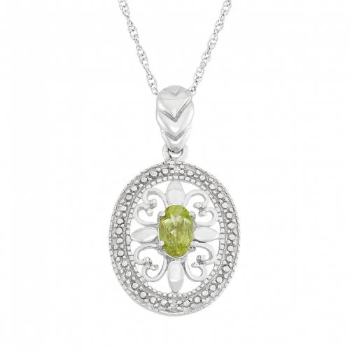 ダイヤモンド 銀色 シルバー ネックレス 緑 グリーン & 【 JEWELEXCESS PERIDOT DIAMOND ACCENT STERLING SILVER PENDANT NECKLACE / GREEN 】 ジュエリー アクセサリー レディースジュエリー ペンダント