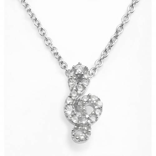 銀色 シルバー 白色 ホワイト 【 SOPHIE MILLER STERLING SILVER CUBIC ZIRCONIA TREBLE CLEF PENDANT / WHITE 】 ジュエリー アクセサリー レディースジュエリー ネックレス ペンダント