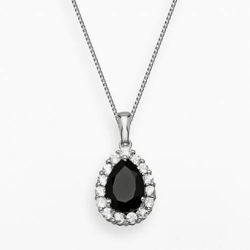 銀色 シルバー 黒色 ブラック 白色 ホワイト 【 GEMMINDED STERLING SILVER BLACK ONYX AND WHITE TOPAZ TEARDROP PENDANT / 】 ジュエリー アクセサリー レディースジュエリー ネックレス ペンダント