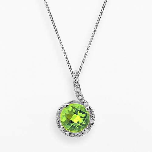 銀色 シルバー ダイヤモンド 緑 グリーン 【 GEMMINDED STERLING SILVER PERIDOT AND DIAMOND ACCENT SWIRL FRAME PENDANT / GREEN 】 ジュエリー アクセサリー レディースジュエリー ネックレス ペンダント｜スニケス
