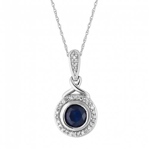 白色 ホワイト ゴールド ダイヤモンド ネックレス & T.W. 【 UNBRANDED 10K WHITE GOLD SAPPHIRE 1/8 CARAT DIAMOND HALO PENDANT NECKLACE / 10K WHGOLD 】 ジュエリー アクセサリー レディースジュエリー ペンダント