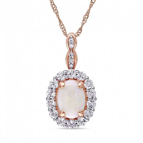 ローズ ゴールド 白色 ホワイト ネックレス 【 STELLA GRACE 14K ROSE GOLD WHITE OPAL TOPAZ HALO PENDANT NECKLACE / 14K ROSE 】 ジュエリー アクセサリー レディースジュエリー ペンダント