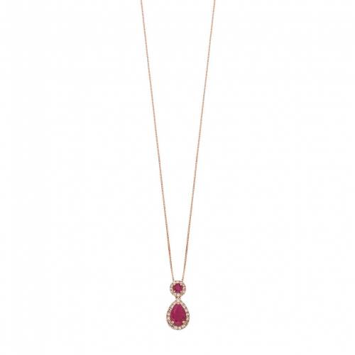 ローズ ゴールド ダイヤモンド ネックレス T.W. & 【 GEMMINDED 10K ROSE GOLD 1/6 CARAT DIAMOND RUBY TEARDROP PENDANT NECKLACE / 】 ジュエリー アクセサリー レディースジュエリー ペンダント