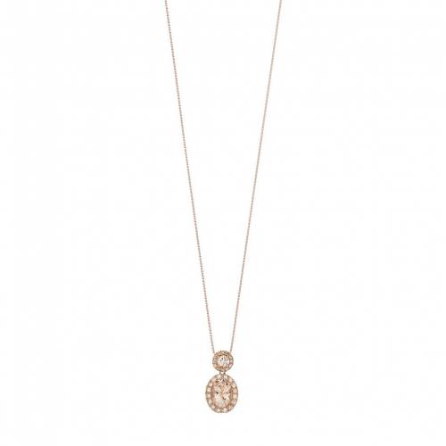 ローズ ゴールド ダイヤモンド ネックレス T.W. & 【 GEMMINDED 10K ROSE GOLD 1/6 CARAT DIAMOND MORGANITE OVAL PENDANT NECKLACE / 10K ROSE 】 ジュエリー アクセサリー レディースジュエリー ペンダント