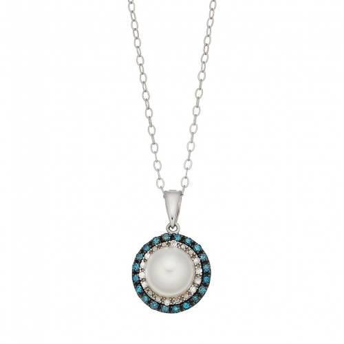 銀色 シルバー パール ダイヤモンド & T.W. 【 UNBRANDED STERLING SILVER FRESHWATER CULTURED PEARL 1/4 CARAT DIAMOND PENDANT / 】 ジュエリー アクセサリー レディースジュエリー ネックレス ペンダント|スニケス