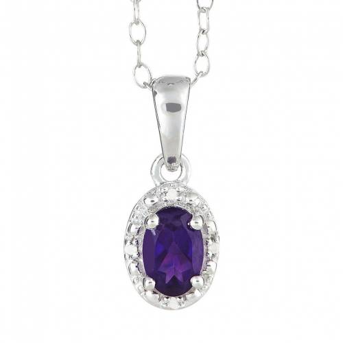 銀色 シルバー ダイヤモンド & 【 CELEBRATION GEMS STERLING SILVER AMETHYST DIAMOND ACCENT OVAL HALO PENDANT / 】 ジュエリー アクセサリー レディースジュエリー ネックレス ペンダント