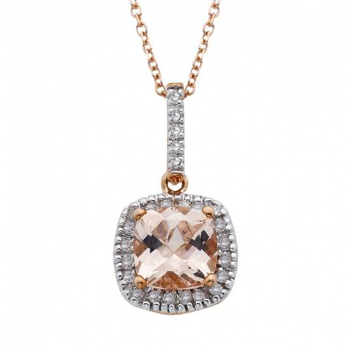 ローズ ゴールド ダイヤモンド ネックレス & T.W. 【 UNBRANDED 10K ROSE GOLD MORGANITE 1/10 CARAT DIAMOND CUSHION DROP PENDANT NECKLACE / 10K ROSE 】 ジュエリー アクセサリー レディースジュエリー ペンダント