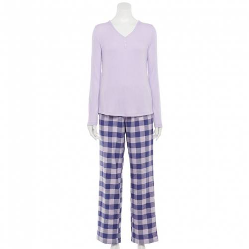 保障できる Sonoma Goods For Life バッファロー Sonoma Goods For Life Cozy Rib Flannel Pajama Top Pants Set Lilac Buffalo インナー 下着 ナイトウエア レディース ナイト ルーム パジャマ 公式店舗 Satpolpp Siakkab Go Id