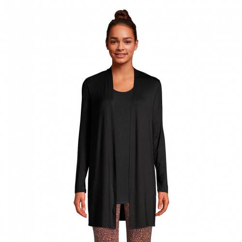 楽天ランキング1位 Lands End カーディガン 黒色 ブラック Lands End Draped Long Openfront Cardigan Black レディースファッション トップス カーディガン ボレロ 即納特典付き Consorziosicof It