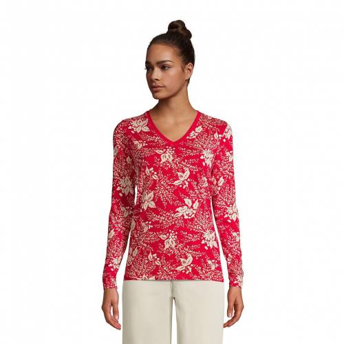 絶賛レビュー続出 楽天市場 Lands End スリーブ Vネック Tシャツ 赤 レッド ベージュ Lands 長袖 Sleeve Red End Relaxedfit Supima Cotton Vneck Tee Rich Beige Floral レディースファッション トップス Tシャツ カットソー スニケス 残りわずか 在庫