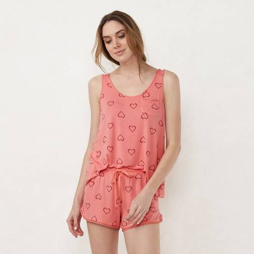 国産 Lc Lauren Conrad タンクトップ ピンク Pink Lc Lauren Conrad Pajama Tank Short Set Hearts インナー 下着 ナイトウエア レディース ナイト ルーム パジャマw 正規品 Www Nripost Com