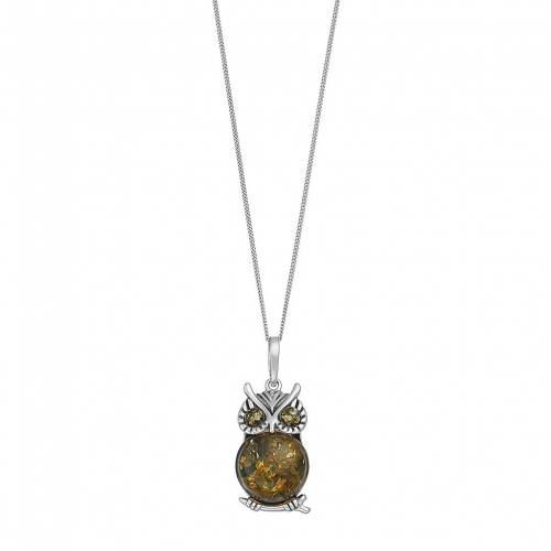 銀色 シルバー ネックレス 【 UNBRANDED STERLING SILVER AMBER OWL PENDANT NECKLACE / 】 ジュエリー アクセサリー レディースジュエリー ペンダント