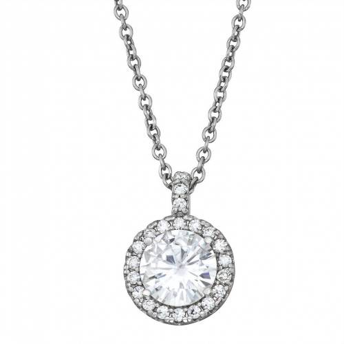 白色 ホワイト ゴールド ネックレス & T.W. 【 CHARLES & COLVARD 14K WHITE GOLD 2 1/4 CARAT LAB-CREATED MOISSANITE HALO PENDANT NECKLACE / 14K WHITE GOLD 】 ジュエリー アクセサリー レディースジュエリー ペンダント