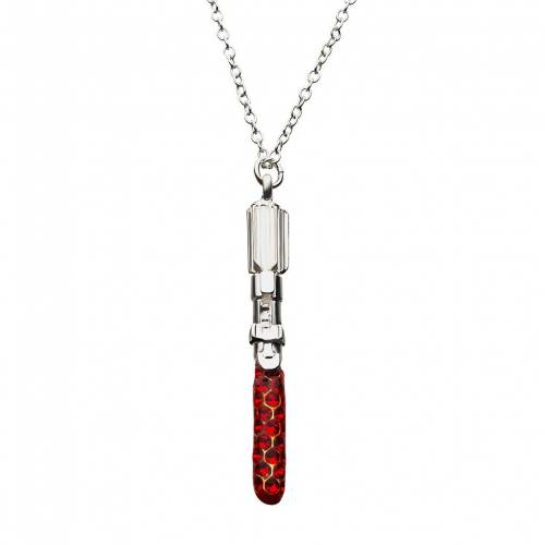 宅送 Star Wars 赤 レッド ネックレス 銀色 シルバー スターウォーズ Red Silver Crystal Lightsaber Pendant Necklace Tone ジュエリー アクセサリー レディースジュエリー ネックレス 工場直送 Asfim Ma