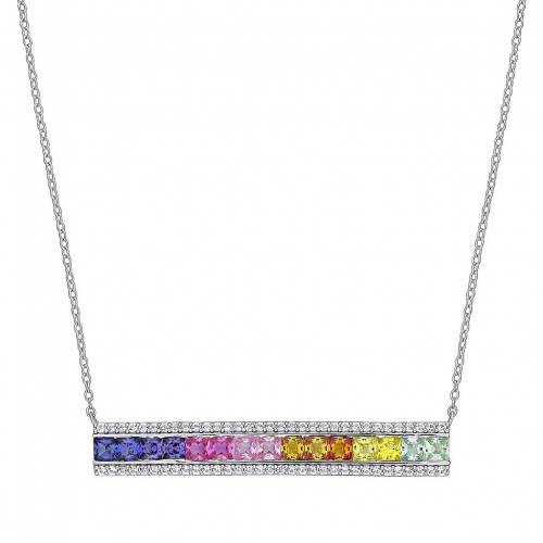 銀色 シルバー ネックレス 【 STELLA GRACE STERLING SILVER MULTICOLOR LAB-CREATED SAPPHIRE NECKLACE / 】 ジュエリー アクセサリー レディースジュエリー ペンダント｜スニケス 92,015円