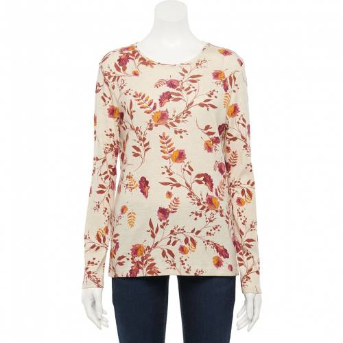 クラシック カジュアル ファッション Barrow ファッションブランド スリーブ ベージュ レディースファッション 長袖 トップス クラシック Croft Sleeve Croft Tシャツ Barrow Classic Crewneck Tee Beige Floral スニケス Tシャツ カットソー Www