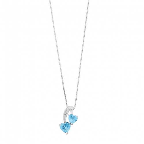 銀色 シルバー ダイヤモンド ネックレス & 【 GEMMINDED STERLING SILVER GEMSTONE DIAMOND ACCENT DOUBLE HEART PENDANT NECKLACE / 】 ジュエリー アクセサリー レディースジュエリー ペンダント