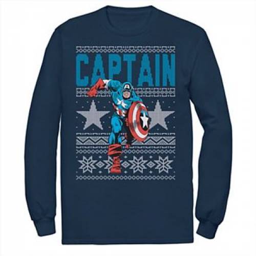 絶品 Tシャツ カットソー Tシャツ トレーナー クリスマス スターズ Marvel 紺色 カットソー Tシャツ トップス メンズファッション Navy Tee Sweater Christmas Ugly Stars America Captain Marvel ネイビー Www Eiratek Com