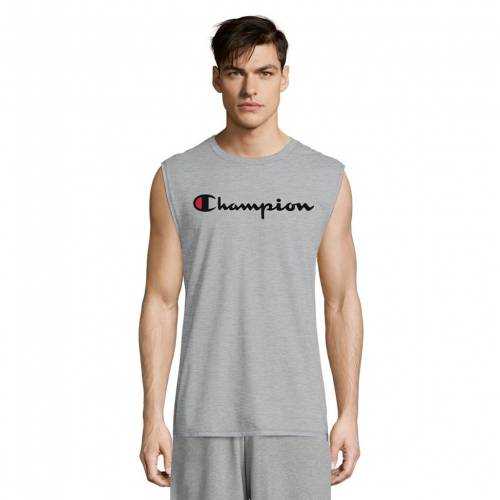 チャンピオン Champion チャンピオン ロゴ グラフィック Tティーシャツ オックスフォード 薄墨 グレイ 鼠色 メンズ Gray Champion Logo Graphic Muscle Tee Oxford Lemans Tech