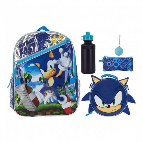 Licensed Character キャラクター バックパック バッグ リュックサック ランチ 青色 ブルー ジュニア キッズ Licensed Character Sonic The Hedgehog 5piece Backpack Lunch Bag Set Blue Paigebird Com