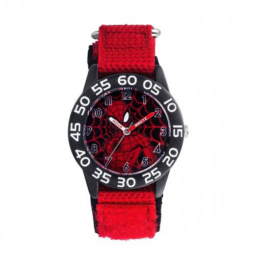 Licensed Character キャラクター 黒色 ブラック タイム ウォッチ 時計 赤 レッド Kids ジュニア キッズ Watch Red Licensed Character Marvel Spiderman Black Time Teacher Zets Co Il