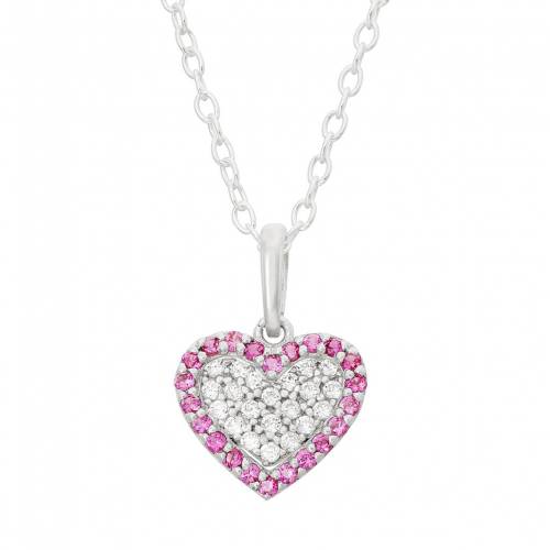銀色 シルバー ピンク KIDS' 【 JUNIOR JEWELS STERLING SILVER CUBIC ZIRCONIA HEART PENDANT / PINK 】 ジュエリー アクセサリー レディースジュエリー ネックレス ペンダント|スニケス