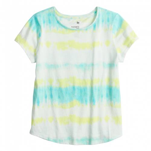 So ネクタイ グラフィック Tシャツ アクア ジュニア キッズ So S 4 Plus Size Favorite Tie Dyed Graphic Tee Aqua Striped Dye Bouncesociety Com