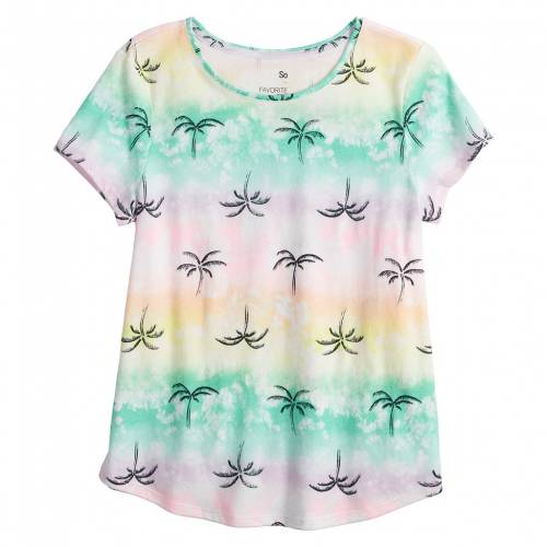 So ネクタイ グラフィック Tシャツ 虹色 レインボー ジュニア キッズ So S 4 Plus Size Favorite Tie Dyed Graphic Tee Rainbow Palm Tree Bouncesociety Com