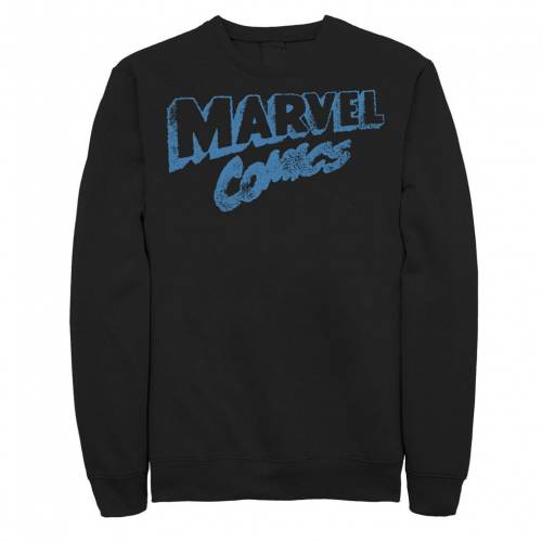 Licensed Character キャラクター 青色 ブルー ロゴ スウェットシャツ トレーナー 黒色 ブラック メンズ Licensed Character Marvel Comic Retro Blue Logo Sweatshirt Black Psicologosancora Es