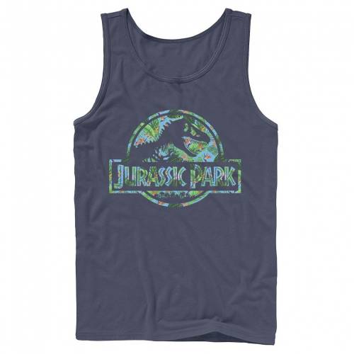 Licensed Character キャラクター パーク ロゴ タンクトップ 紺色 ネイビー メンズ Licensed Character Jurassic Park Tropical Tree Fill Fossil Logo Navy septicin Com