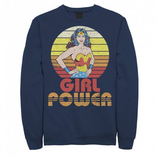 ディーシーコミックス ディーシー コミックス スウェットシャツ トレーナー 紺色 ネイビー 【 DC COMICS WONDER WOMAN POSER STRIPED SUNSET POSTER SWEATSHIRT / NAVY 】 メンズファッション トップス｜スニケス