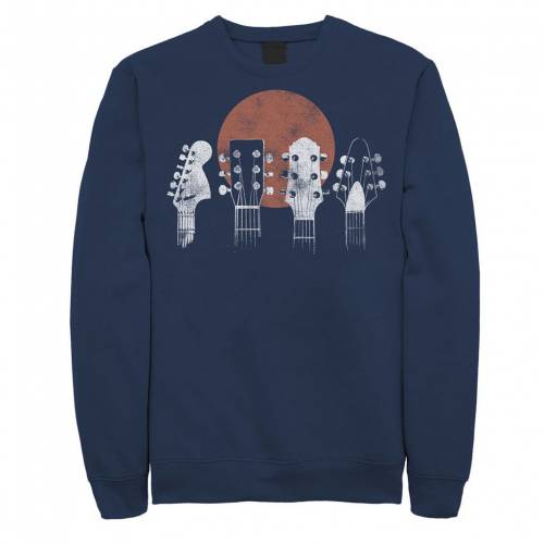 キャラクター 紺色 ネイビー 青色 ブルー 白色 ホワイト グラフィック フリース 【 LICENSED CHARACTER GUITAR HEAD LINE NAVY BLUE AND WHITE PATTERN GRAPHIC FLEECE / 】 メンズファッション トップス スウェット｜スニケス