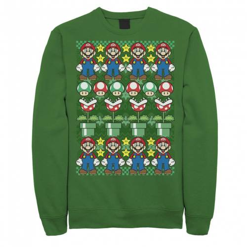 キャラクター クリスマス トレーナー スウェットシャツ 【 LICENSED CHARACTER NINTENDO SUPER MARIO CHARACTER STACK UGLY CHRISTMAS SWEATER STYLE SWEATSHIRT / 】 メンズファッション トップス｜スニケス