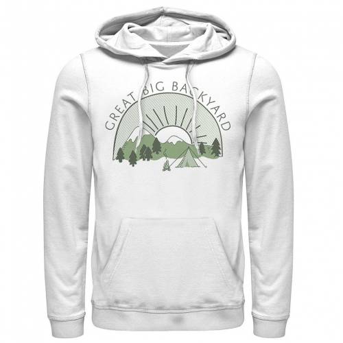 キャラクター フーディー パーカー 白色 ホワイト 【 LICENSED CHARACTER GREAT BIG BACKYARD CAMPING HOODIE / WHITE 】 メンズファッション トップス スウェット トレーナー
