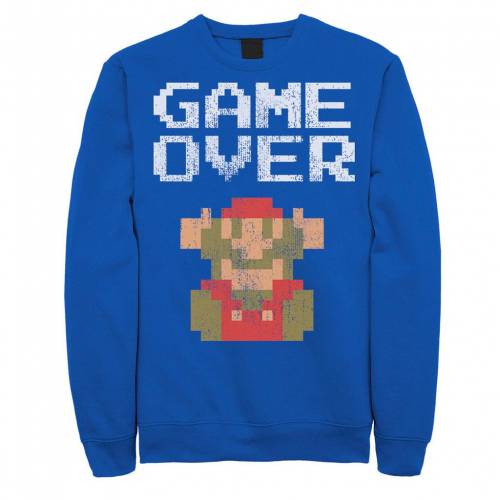 ファッション Sweatshirt キャラクター トップス カジュアル ファッションブランド トレーナー トレーナー メンズ クラシック ゲーム フォール スウェットシャツ Game Licensed Character Nintendo Super Mario Classic Over Fall Sweatshirt Royal スニケス