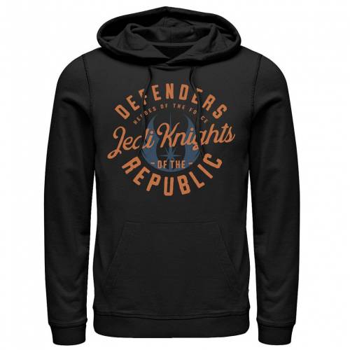ナイツ ディフェンダー フーディー パーカー 黒色 ブラック スターウォーズ 【 STAR WARS JEDI KNIGHTS DEFENDER OF THE REPUBLIC HOODIE / BLACK 】 メンズファッション トップス スウェット トレーナー