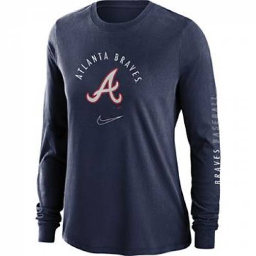 高評価 ナイキ Nike カットソー Tシャツ トップス レディースファッション Navy Brv Tee Hit Double Nike ネイビー 紺色 Tシャツ ブレーブス アトランタ Kkoh111 1097 Www Cuberoot Co