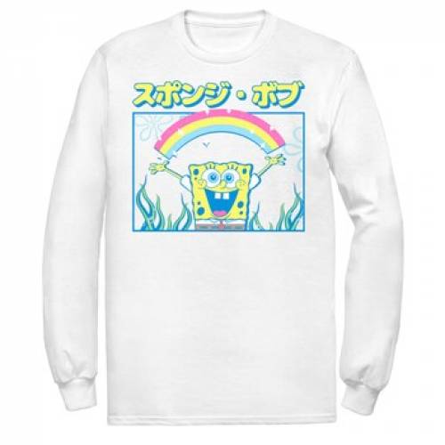 ブランド品専門の Tシャツ カットソー スポンジボブ Nickelodeon 虹色 カットソー Tシャツ トップス メンズファッション White Tee Poster Kanji Rainbow Squarepants Spongebob Nickelodeon ホワイト 白色 Tシャツ レインボー Www Kidymap Com