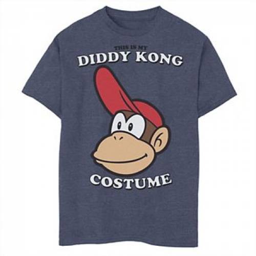 高価値 Tee Graphic Costume Kong Diddy My Is This Mario Super Nintendo Character Licensed Heather ヘザー ネイビー 紺色 Tシャツ グラフィック キャラクター Character Licensed Navy トップ マタニティ ベビー キッズ Kkoh111