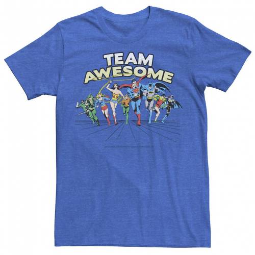 ポイント10倍 Licensed Character キャラクター ディーシー コミックス チーム Tシャツ ヘザー Dc Team Heather Licensed Character Comics Justice League Awesome Group Tee Royal メンズファッション トップス Tシャツ カッ 特売 Oising Cl