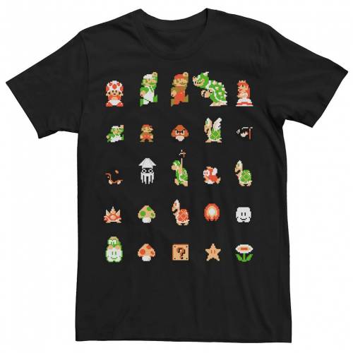 高い素材 Licensed Character キャラクター アイコン Tシャツ 黒色 ブラック Licensed Character Nintendo Super Mario 8bit Retro Icon Grid Tee Black メンズファッション トップス Tシャツ カットソー スニケス 肌触りがいい Sanctuarystaging Com