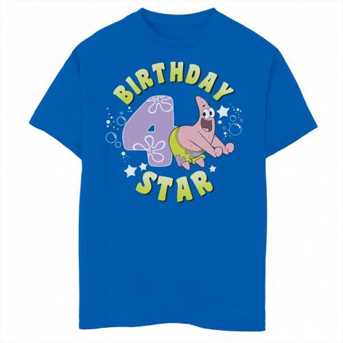 高質で安価 楽天市場 Licensed Character キャラクター スポンジボブ スリーブ Tシャツ 半袖 Sleeve Licensed Character Spongebob Squarepants Patrick 4th Birthday Star Tee Royal キッズ ベビー マタニティ トップス Tシャツ スニケス 60 Off