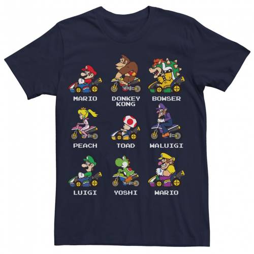 キャラクター Tシャツ 紺色 ネイビー 【 LICENSED CHARACTER MARIO KART RETRO RACERS TEE / NAVY 】 メンズファッション トップス カットソー｜スニケス