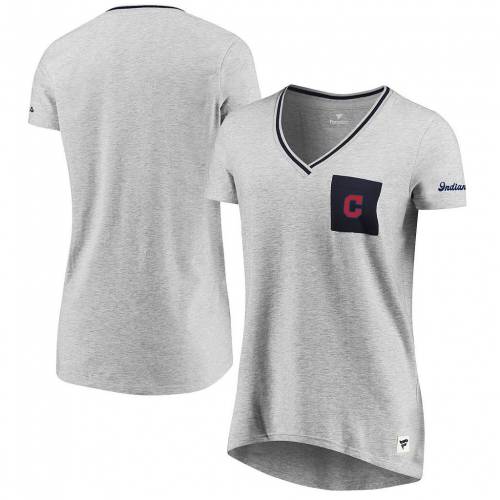 最安値に挑戦 ファナティクス Fanatics 灰色 グレー グレイ クリーブランド インディアンス ディープ Vネック Tシャツ レディースファッシ 人気ブランド Haringeylawcentre Org Uk