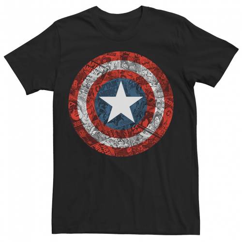 キャラクター コミックス Tシャツ 黒色 ブラック 【 LICENSED CHARACTER MARVEL COMICS RETRO CAPTAIN AMERICA COMICBOOK SHIELD TEE / BLACK 】 メンズファッション トップス カットソー｜スニケス
